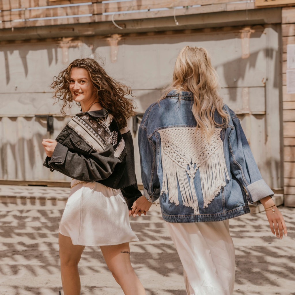 two boho girls on a festival